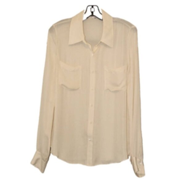 Haute Hippie - High Quality Silk Blouse w/ Front Patch Pockets, Ivory, Med -$275 - Picture 1 of 9